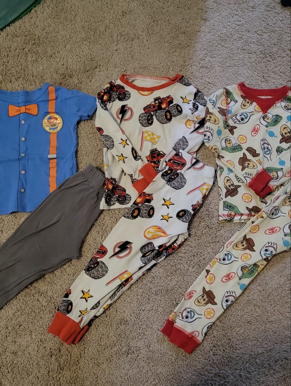 Kids One-Piece Pajama Set - White with Multi-Character Print